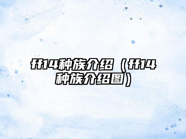 ff14种族介绍（ff14种族介绍图）