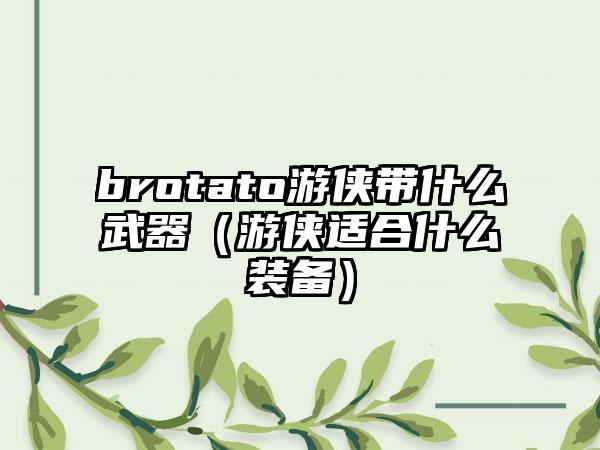 brotato游侠带什么武器（游侠适合什么装备）