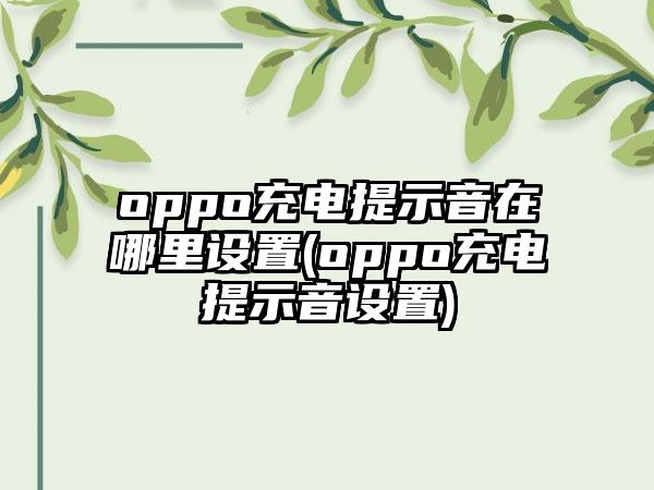 oppo充电提示音在哪里设置(oppo充电提示音设置)