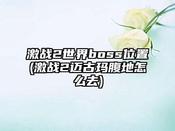 激战2世界boss位置(激战2迈古玛腹地怎么去)
