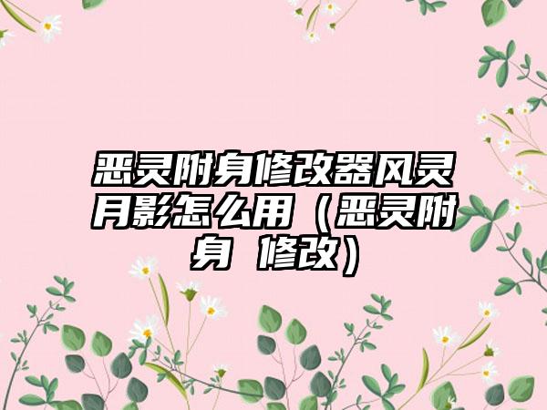 恶灵附身修改器风灵月影怎么用（恶灵附身 修改）