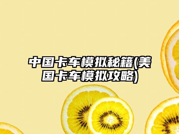 中国卡车模拟秘籍(美国卡车模拟攻略)