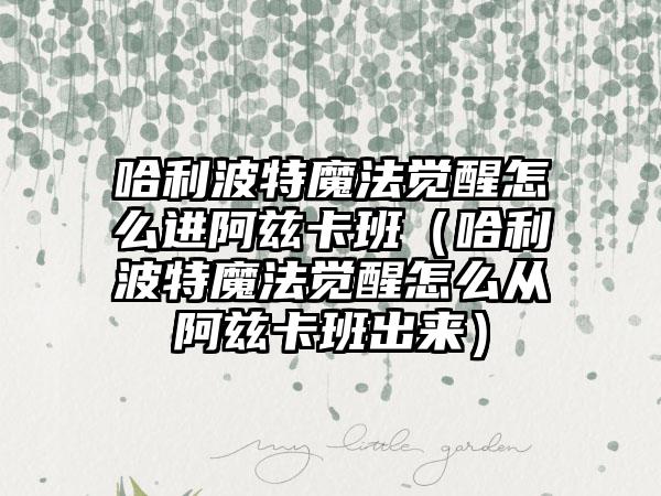 哈利波特魔法觉醒怎么进阿兹卡班（哈利波特魔法觉醒怎么从阿兹卡班出来）