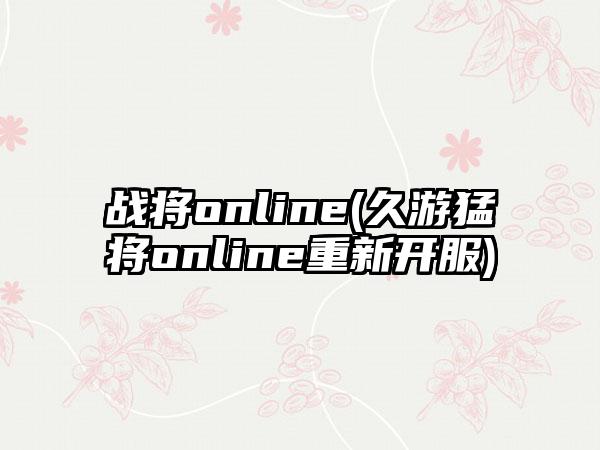 战将online(久游猛将online重新开服)