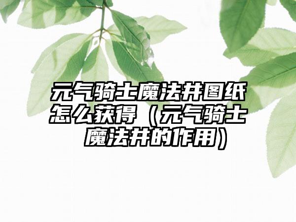 元气骑士魔法井图纸怎么获得（元气骑士 魔法井的作用）