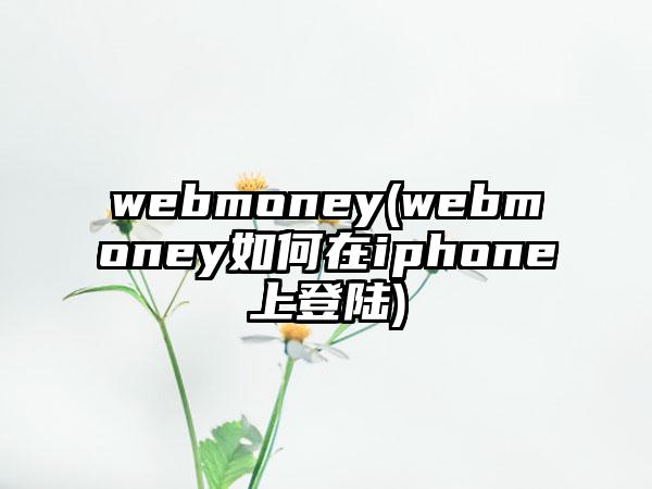webmoney(webmoney如何在iphone上登陆)