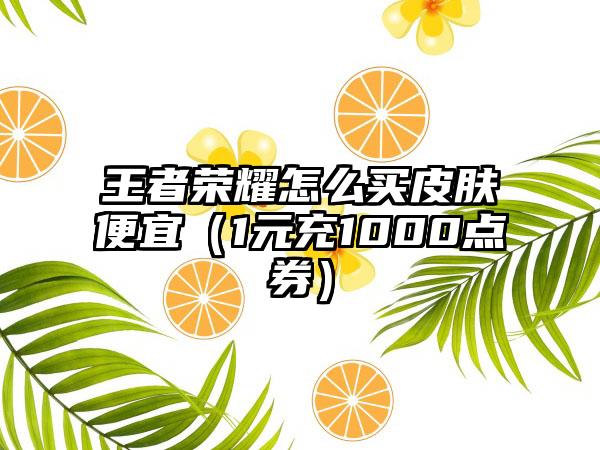 王者荣耀怎么买皮肤便宜（1元充1000点券）