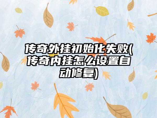 传奇外挂初始化失败(传奇内挂怎么设置自动修复)