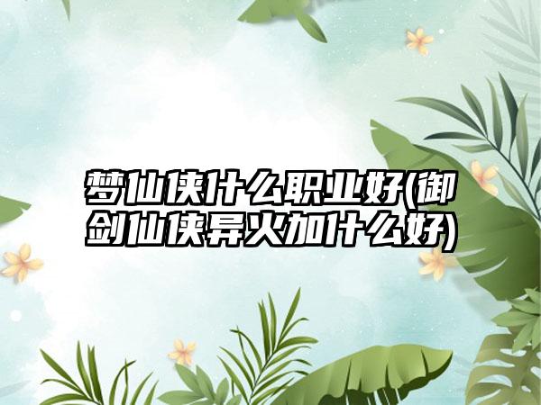 梦仙侠什么职业好(御剑仙侠异火加什么好)