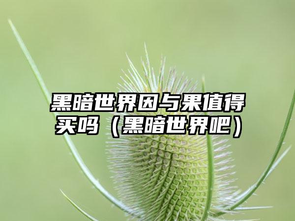 黑暗世界因与果值得买吗（黑暗世界吧）