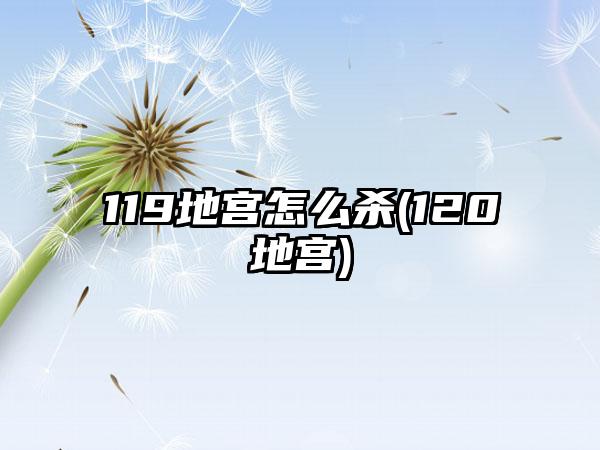 119地宫怎么杀(120地宫)