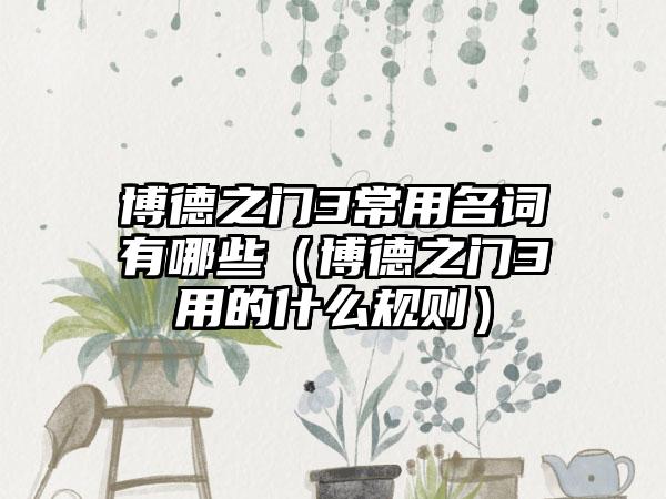 博德之门3常用名词有哪些（博德之门3用的什么规则）