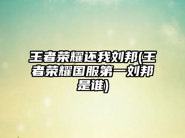 王者荣耀还我刘邦(王者荣耀国服第一刘邦是谁)