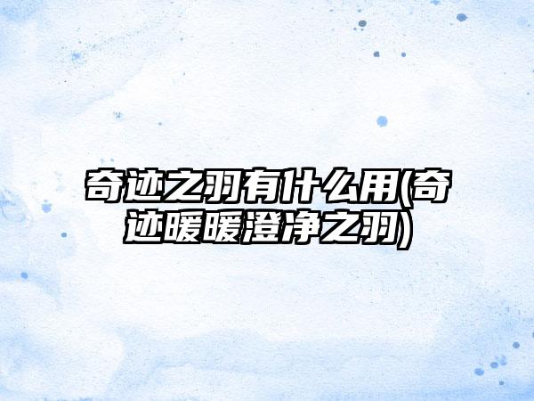 奇迹之羽有什么用(奇迹暖暖澄净之羽)