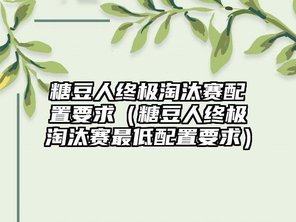 糖豆人终极淘汰赛配置要求（糖豆人终极淘汰赛最低配置要求）