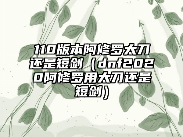 110版本阿修罗太刀还是短剑（dnf2020阿修罗用太刀还是短剑）