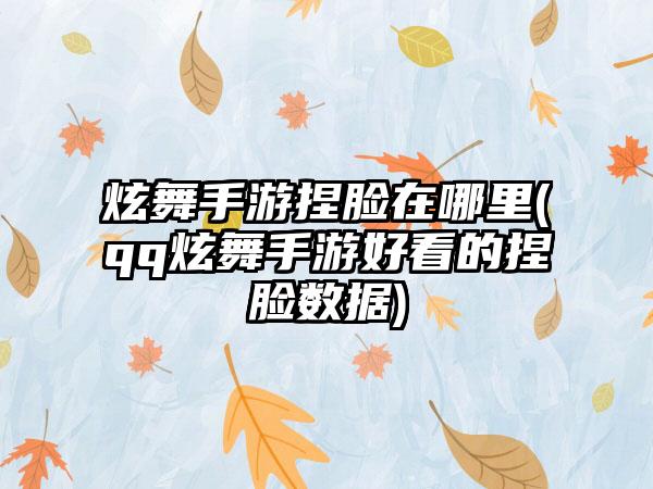 炫舞手游捏脸在哪里(qq炫舞手游好看的捏脸数据)