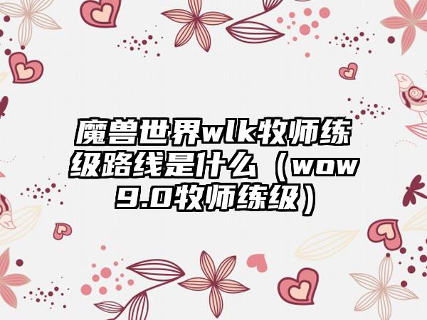 魔兽世界wlk牧师练级路线是什么（wow9.0牧师练级）