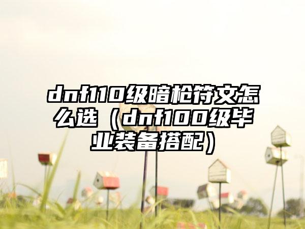 dnf110级暗枪符文怎么选（dnf100级毕业装备搭配）