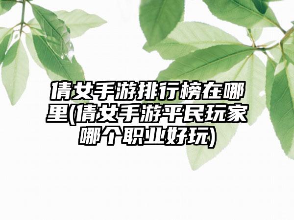 倩女手游排行榜在哪里(倩女手游平民玩家哪个职业好玩)