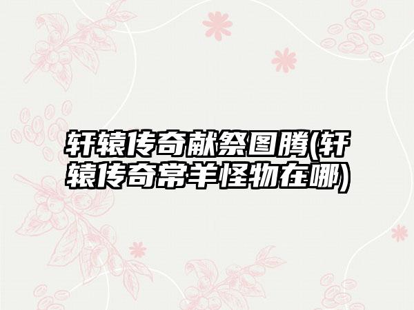 轩辕传奇献祭图腾(轩辕传奇常羊怪物在哪)