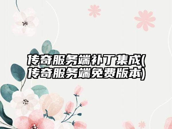 传奇服务端补丁集成(传奇服务端免费版本)