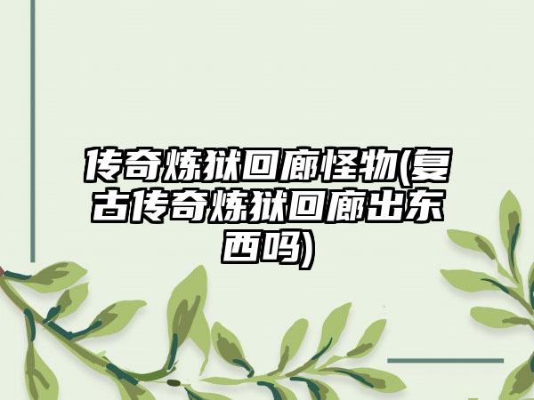 传奇炼狱回廊怪物(复古传奇炼狱回廊出东西吗)