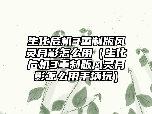 生化危机3重制版风灵月影怎么用（生化危机3重制版风灵月影怎么用手柄玩）