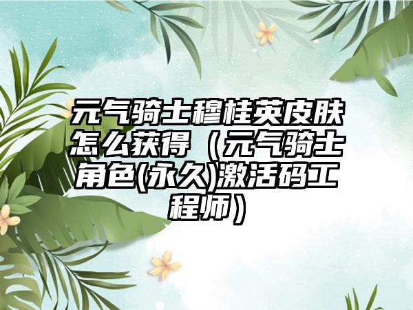 元气骑士穆桂英皮肤怎么获得（元气骑士角色(永久)激活码工程师）