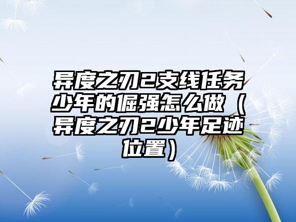 异度之刃2支线任务少年的倔强怎么做（异度之刃2少年足迹位置）