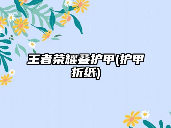 王者荣耀叠护甲(护甲折纸)