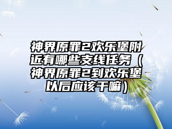 神界原罪2欢乐堡附近有哪些支线任务（神界原罪2到欢乐堡以后应该干嘛）