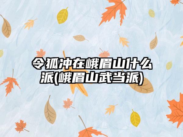 令狐冲在峨眉山什么派(峨眉山武当派)