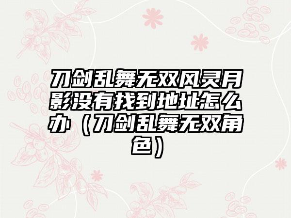 刀剑乱舞无双风灵月影没有找到地址怎么办（刀剑乱舞无双角色）