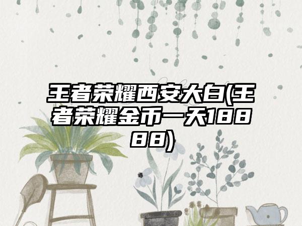 王者荣耀西安大白(王者荣耀金币一天18888)