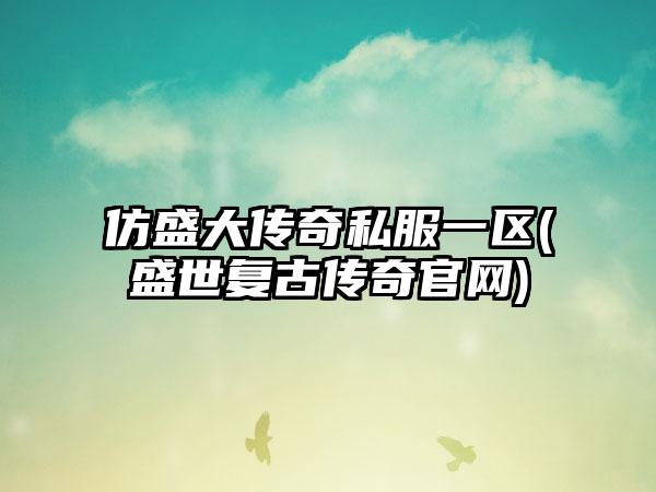 仿盛大传奇私服一区(盛世复古传奇官网)