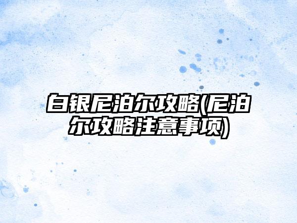 白银尼泊尔攻略(尼泊尔攻略注意事项)