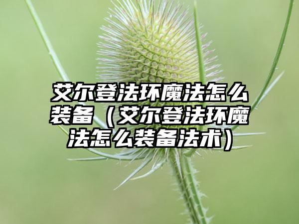 艾尔登法环魔法怎么装备（艾尔登法环魔法怎么装备法术）