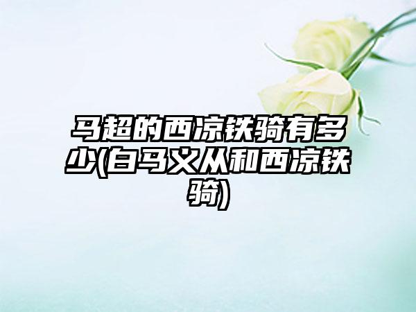 马超的西凉铁骑有多少(白马义从和西凉铁骑)