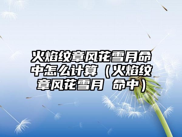 火焰纹章风花雪月命中怎么计算（火焰纹章风花雪月 命中）