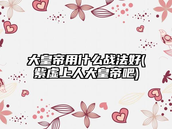 大皇帝用什么战法好(紫虚上人大皇帝吧)