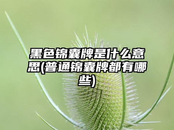 黑色锦囊牌是什么意思(普通锦囊牌都有哪些)