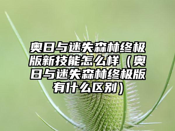 奥日与迷失森林终极版新技能怎么样（奥日与迷失森林终极版有什么区别）