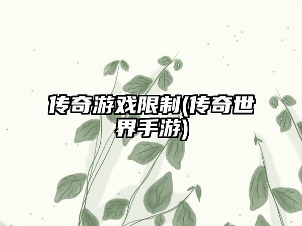 传奇游戏限制(传奇世界手游)