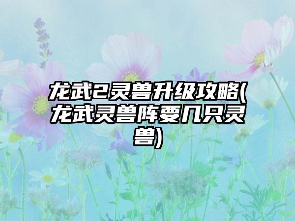 龙武2灵兽升级攻略(龙武灵兽阵要几只灵兽)