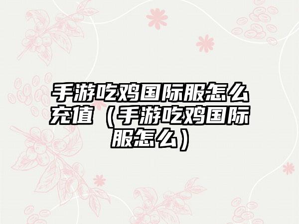 手游吃鸡国际服怎么充值（手游吃鸡国际服怎么）