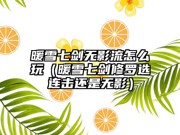 暖雪七剑无影流怎么玩（暖雪七剑修罗选连击还是无影）