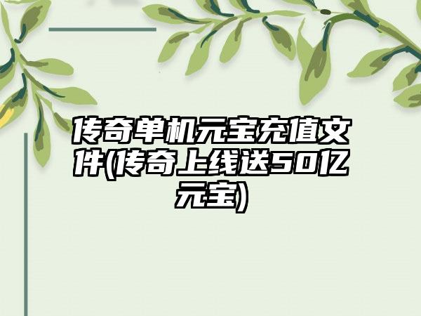 传奇单机元宝充值文件(传奇上线送50亿元宝)