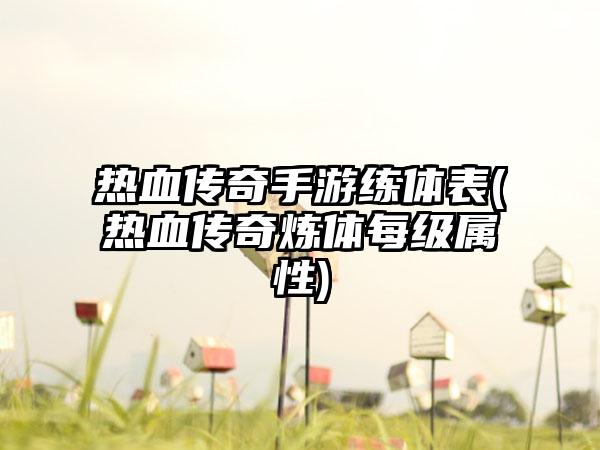 热血传奇手游练体表(热血传奇炼体每级属性)