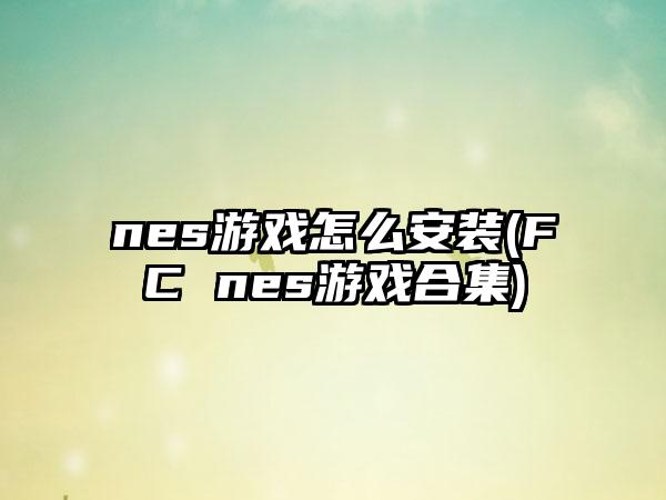 nes游戏怎么安装(FC nes游戏合集)
